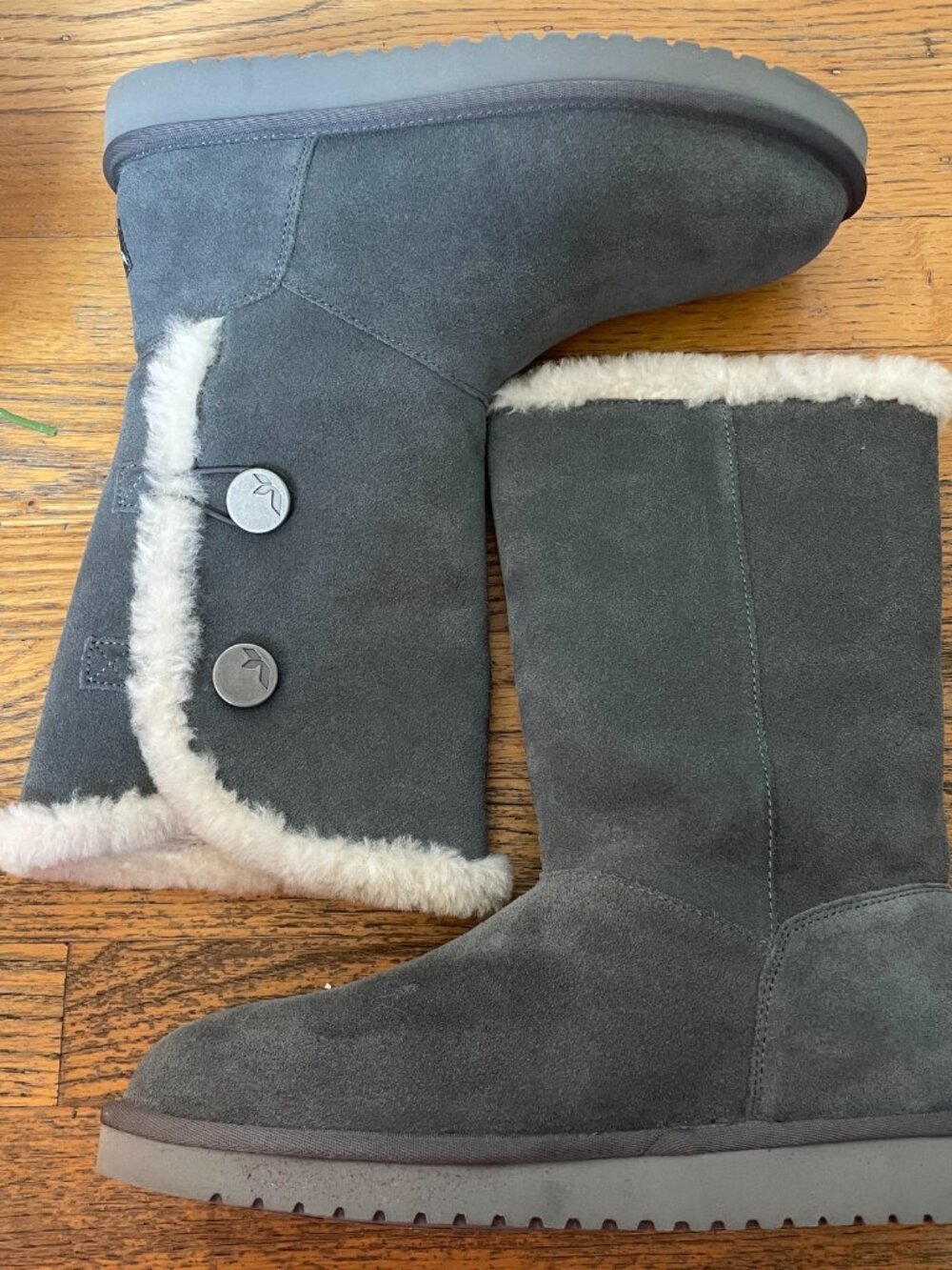Ugg Koolaburra Kinslei tall suede and faux fur boots in stone grey Size 9 - Picture 6 of 9